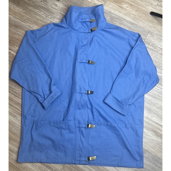 Vintage 90s Eddie Bauer Cotton Denim Jacket Blue Latches High Neck Unique